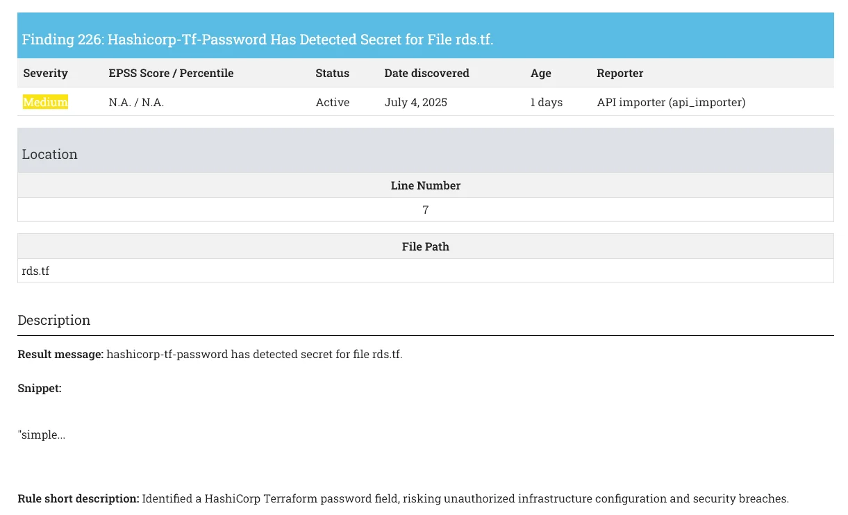Gitleaks reports that there are plaintext credentials
